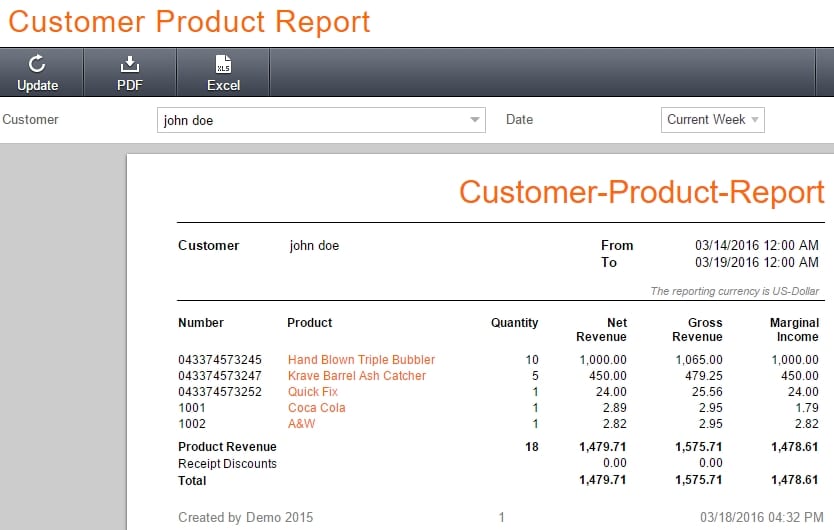 Customer Product Report » KORONA.pos Manual