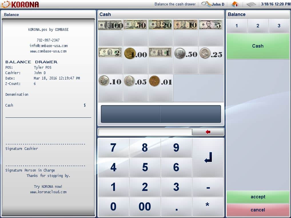 cashier balancing
