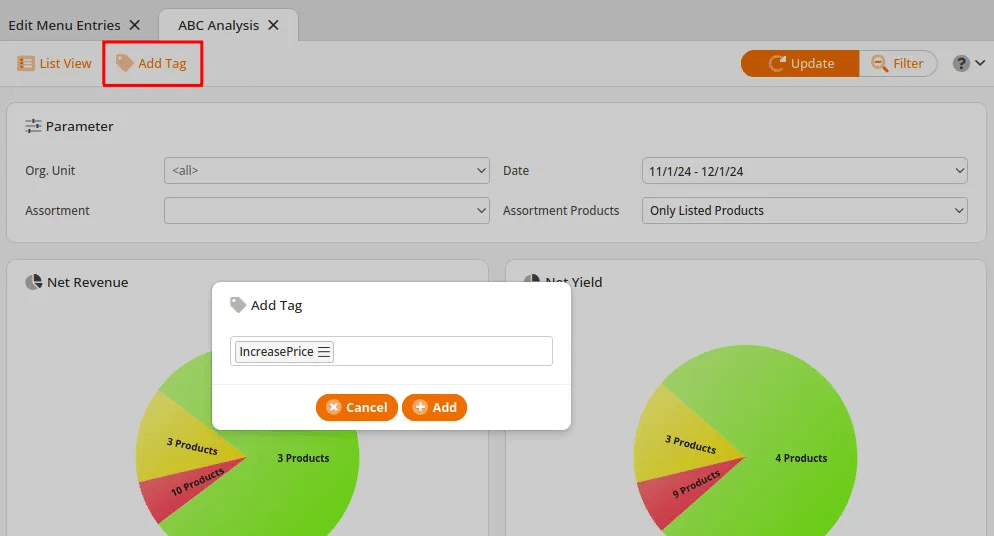 adding tag in ABC analysis