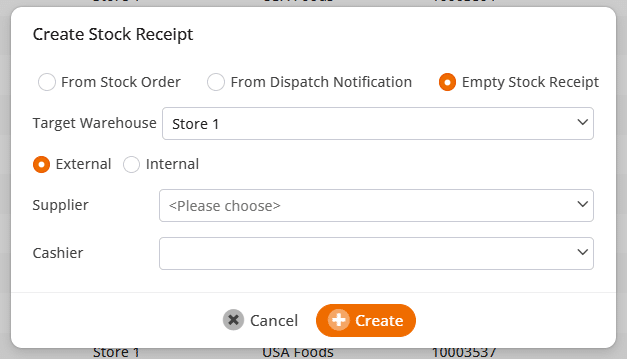 Create Stock Receipt
