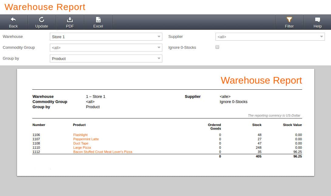 Warehouse-Report – KORONA POS Support Manual