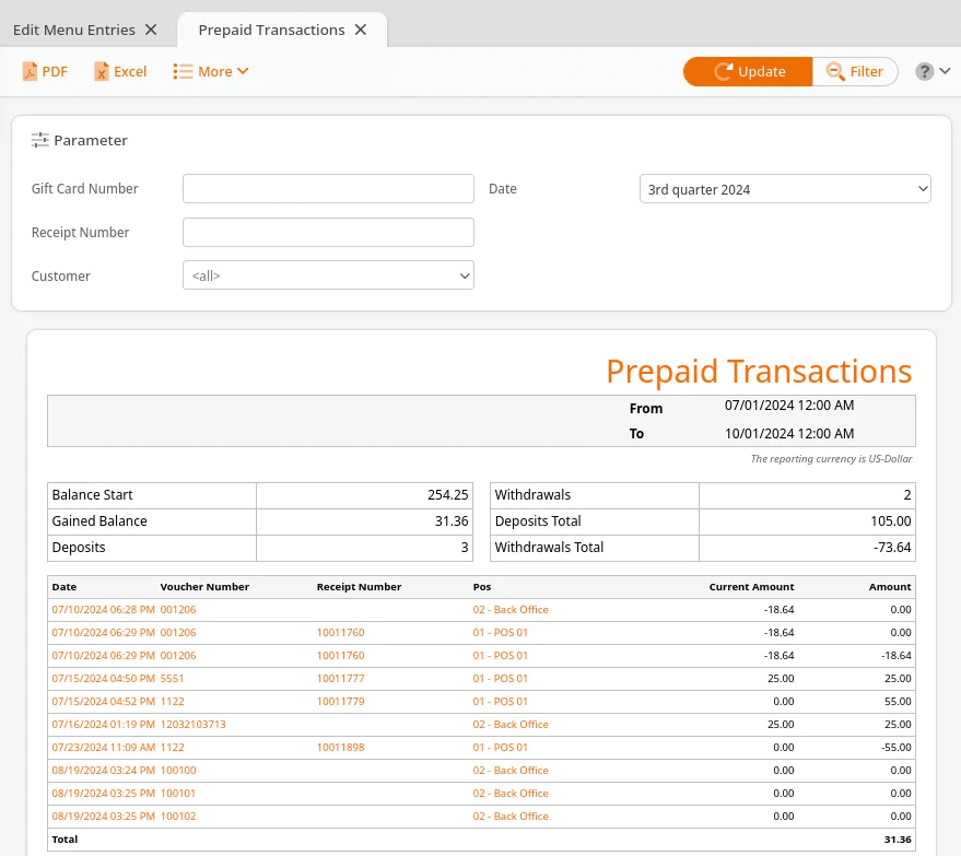 Prepaid Transactions