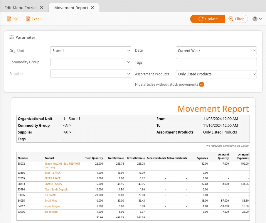 Movement Report