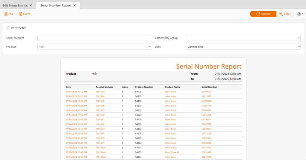 Serial Number Report