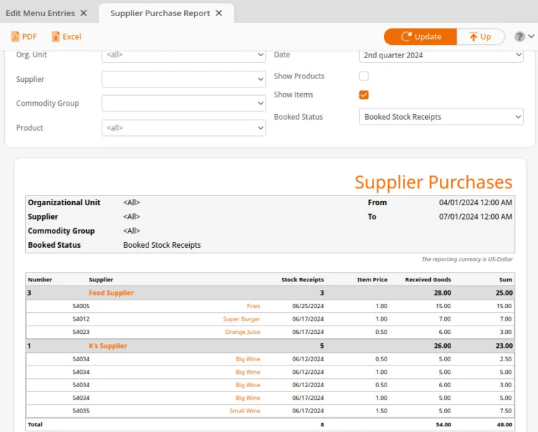 Supplier Purchase Report - KORONA POS Support Manual