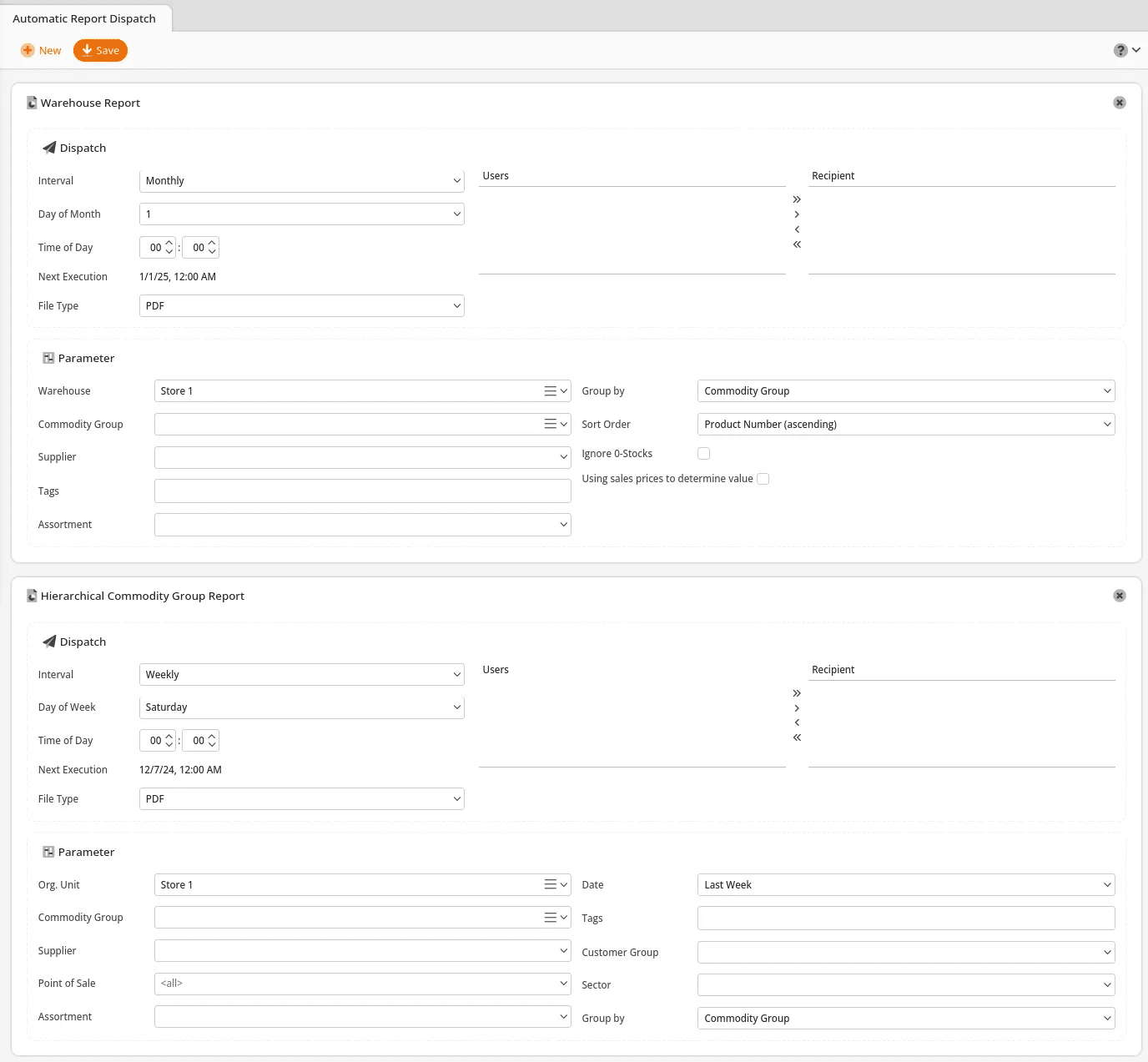 automatic report dispatch 