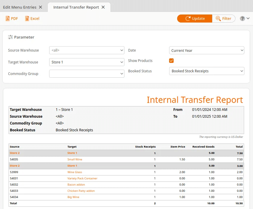 internal transfer report