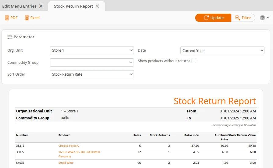 Stock Return Report